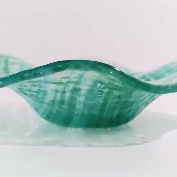 Aqua Blue Decorative Glass Dish Vintage Collectible - Picture 4 of 5